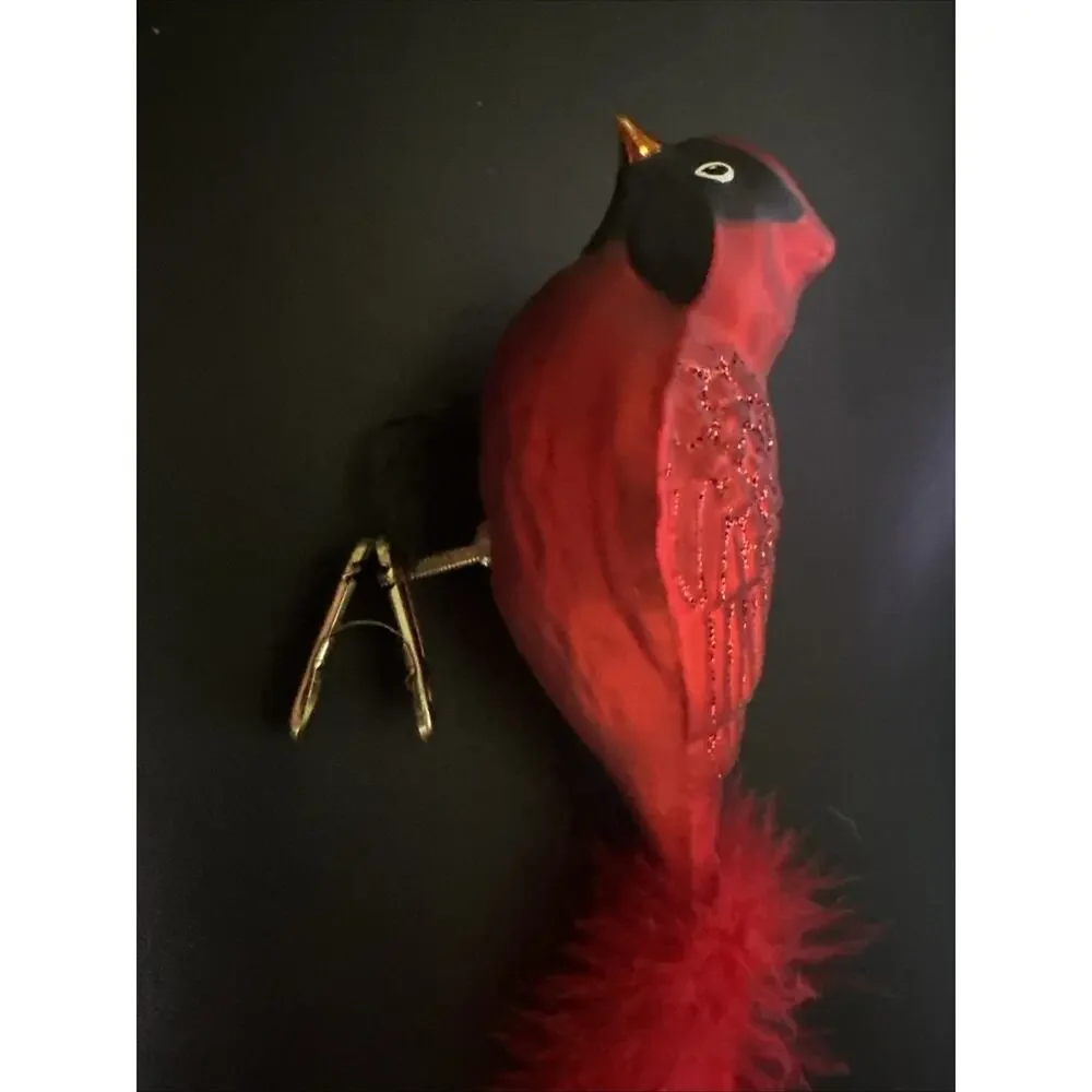 Old World Christmas Pheasant Cardinal Lot Ornament With Clip Vintage W Box